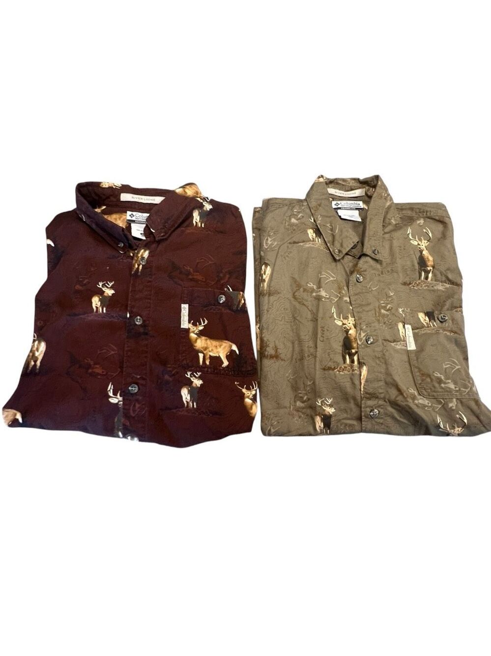 2 Columbia Men’s XL Sportswear River Lodge Hunting Deer Buck button down shirts